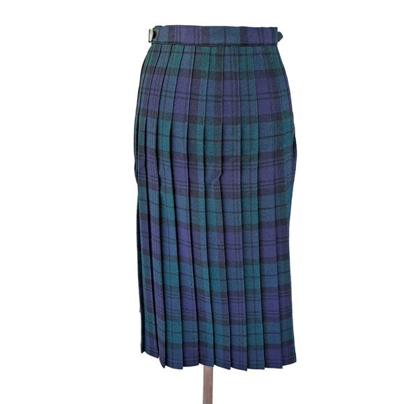 Vintage Ben Nevis Women's Wool Kilt Pleated Tartan Midi Skirt Blue Green - Picture 4 of 12